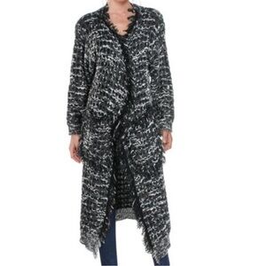 Foxiedox Long Fringe Knit Cardigan Black/White Small